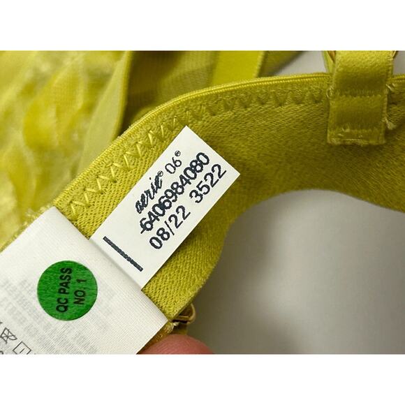 NWOT Aerie Womens Neon Yellow in Striped Velvet Triangle Bralette Bra Size Small - Picture 5 of 6